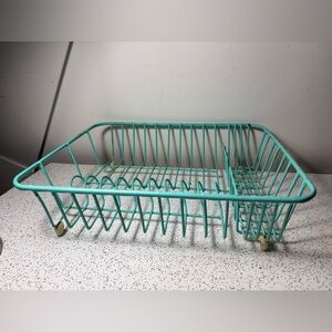 Vintage turquoise rubber-coated wire dish rack